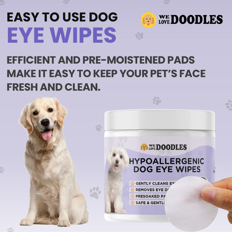 We Love Doodles Dog Eye Wipes - Gently Clean Eyes with Pre-Soaked Eye Wipes for Dogs, Effective Tear Stain Remover for Dogs, Safe Pet Eye Wipes for Crust & Eye Debris, Dog Eye Cleaner - 200 Pads 200 Wipes - BeesActive Australia