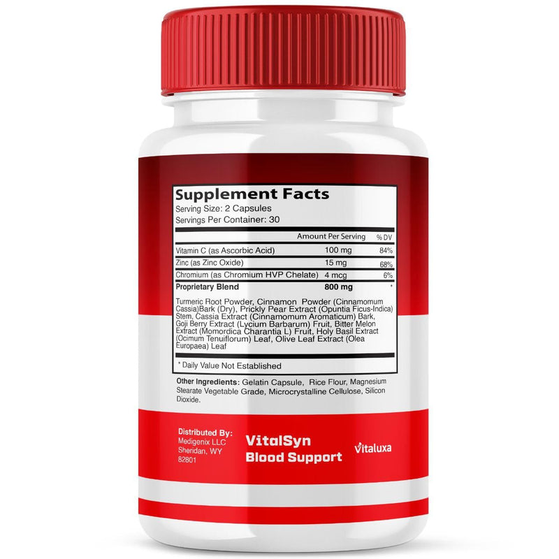 (2 Pack) Vitalsyn Blood Support, Vitalsin Glyco Optimizer Capsules Advanced Formula Supplement, VitalsynBlood Glycogen Pills Blood Flow Balance Control Vitalsym Premium Health Vital Syn (120 Ct)