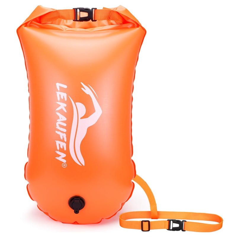 Swim Buoy for Open Water - Swim Safety Float Waterproof Dry Bag Swim Bubble for Swimmers and Triathletes, Swimming Buoy for Safer Swim Training, Snorkeling, Kayaking Orange