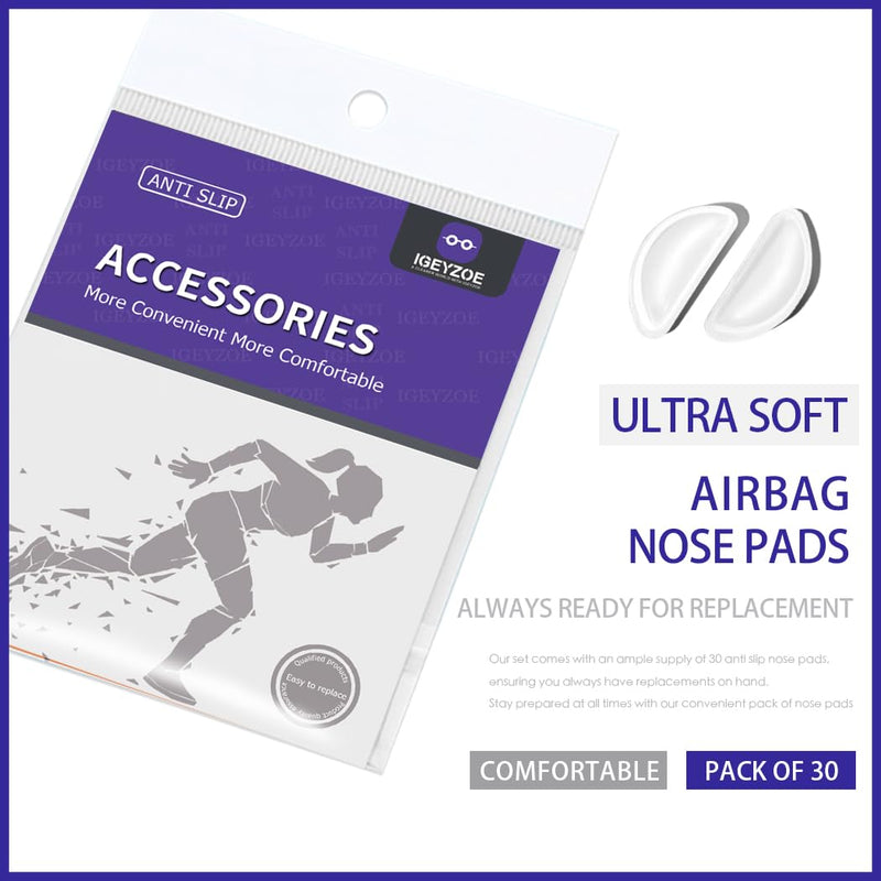Air Chamber Anti-Slip Nose Pads for Glasses - Soft Silicone Airbag Adhesive Cushions, 30pcs Eyeglasses Nose Pad, Lightweight Eyewear Accessories, Full-Frame Compatible, Comfort Fit Design (White) White - BeesActive Australia