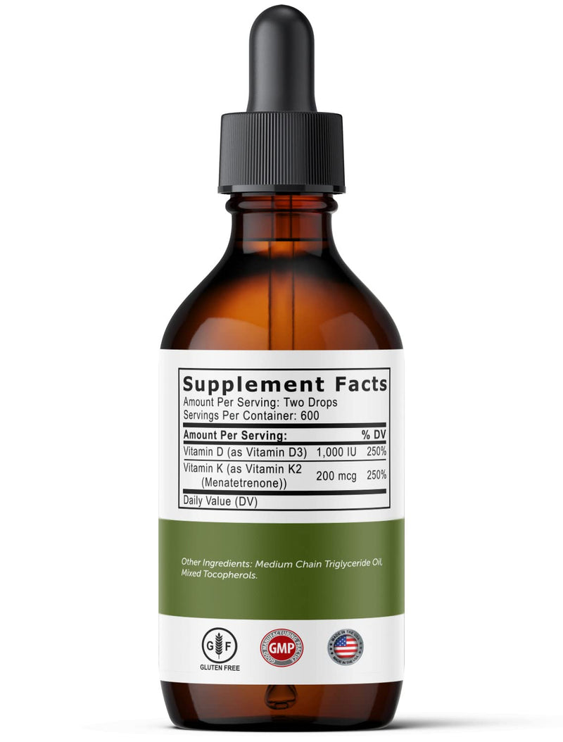 Ultra6 Nutrition Vitamin D and K2 Drops - Liquid Vitamin D3 with K2 Supplements for Adults - Easy-to-Take, Flavor-Free, Highly Absorbable VIT D3 and K2 Supplements, Made in USA (30 ml)