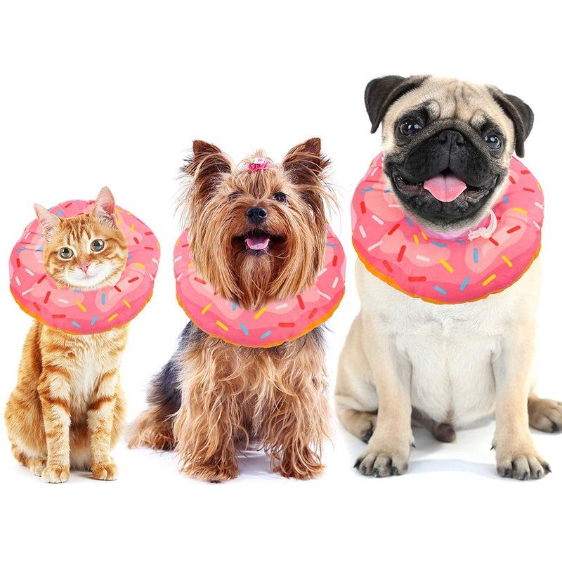 Xinzistar Neck Collar Cat Collar Soft Cat Protective Collar Anti Bite Safety Adjustable Protective Collar for Pets Cats Dogs Puppies Kittens (Pink Donut, M) - BeesActive Australia