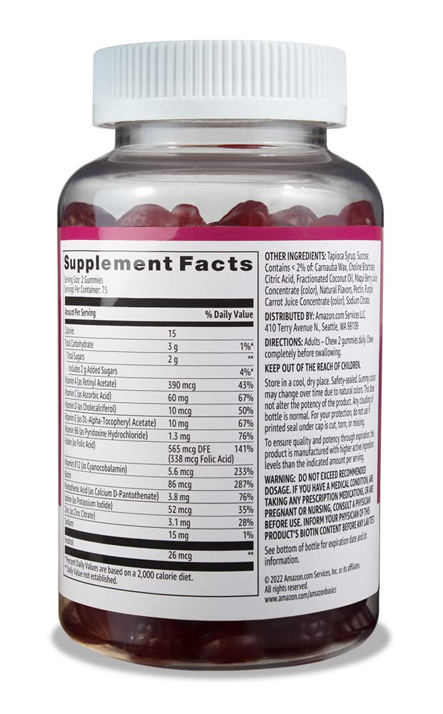 Amazon Basics Adult Multivitamin Gummies, Mixed Berry & Cherry, 150 Gummies, 75-Day Supply, Pack of 1 (Previously Solimo) 150 Count (Pack of 1) - BeesActive Australia