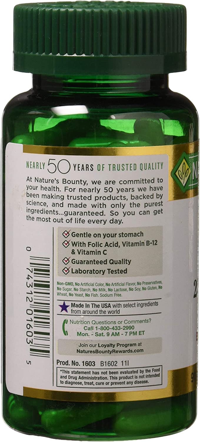 Nature's Bounty Gentle Iron 28 mg 90 Capsules (Pack of 3) 90 Count (Pack of 3)