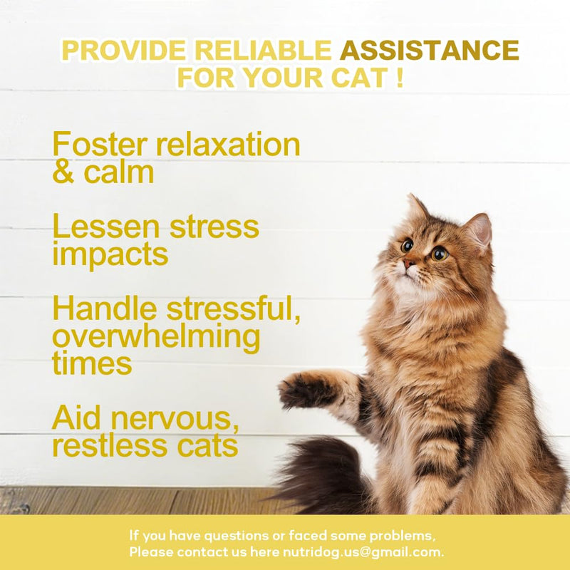 Cat Calming Treats 150 Count – L-Theanine 60mg + Tryptophan & Chamomile for Anxiety, Stress & Aggression Relief, Dual-Texture Chicken Flavor, All Breeds & Ages