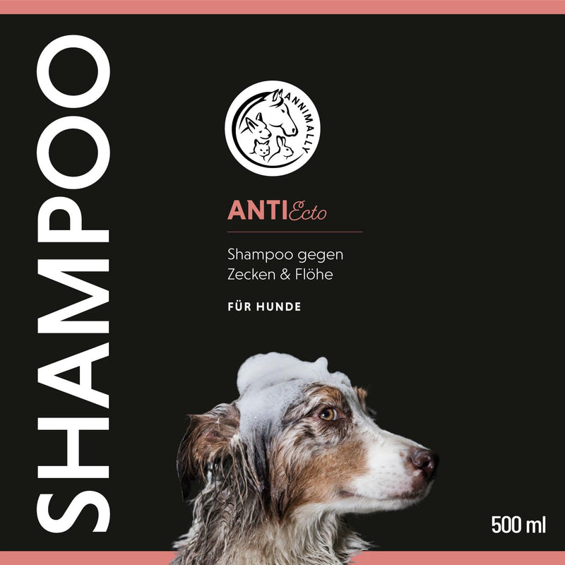 Annimally Anti Tick and Flea Shampoo Dog - Shampoo against ticks, fleas and mites for dogs - Dog shampoo with neem extract (500ml) - BeesActive Australia