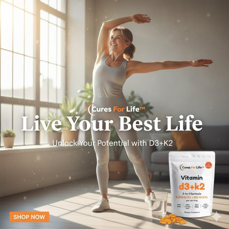 Vitamin D3 + K2 Supplement 10,000 IU & 200 mcg - Infused with Coconut Oil for Max Absorption - Bone & Immune Support - Non-GMO, Gluten Free - 300 Softgels