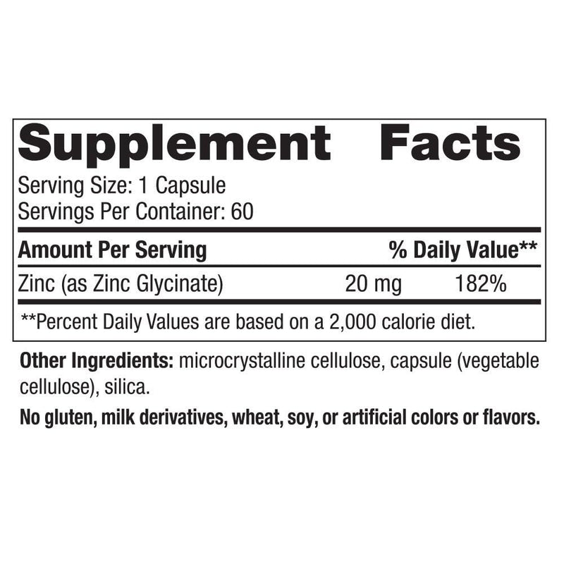 Nordic Naturals Zinc Glycinate - 60 Capsules - 20 mg Highly Absorbable Zinc Glycinate - Optimal Wellness - Non-GMO, Gluten Free, Vegan - 30 Servings - BeesActive Australia