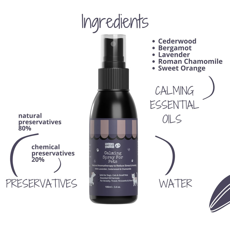 Herbal Calming Spray for Pets – 100ml Natural Home & Travel Spray with Lavender, Chamomile, Cedarwood – Reduces Stress & Anxiety in Dogs & Cats – Use on Bedding, Carriers, Blankets