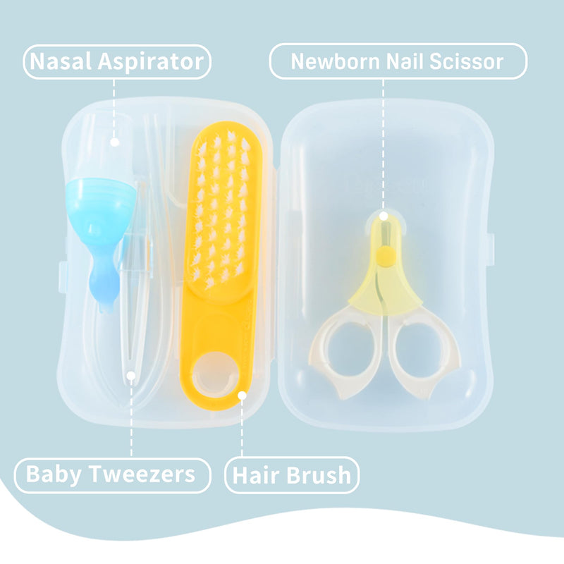 Pigeon 4-in-1 Baby Grooming Kit with Storage Case, Safe Baby Care Products, Newborn Essentials, Includes Newborn Nail Scissors, Brush, Baby Tweezer, and Nasal Sucker Clear Nose 0+ Month - BeesActive Australia