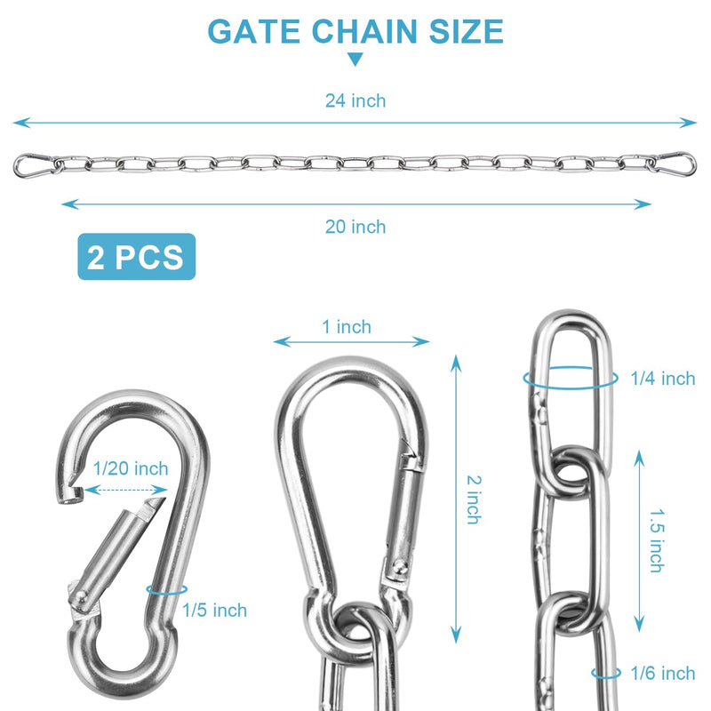 2 Pack Gate Chain Lock for Outdoor Fence with Carabiner, 5/32 x 24 Inch Stainless Steel Link Chains No Fear of being Bent, Easy to Adjust Barn Chain for Livestock Gate, Silver - BeesActive Australia