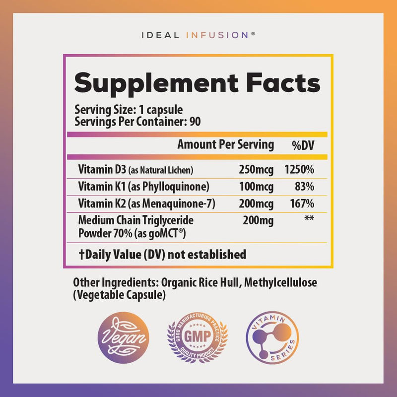 Wildcrafted Vegan Vitamin D3 10,000iu with K1 K2: Natural Plant Based D3 - Burp-Free Patented Coconut MCT Powder for Improved Absorption - Immune Support & Bone Structure (90 Servings) from Lichen