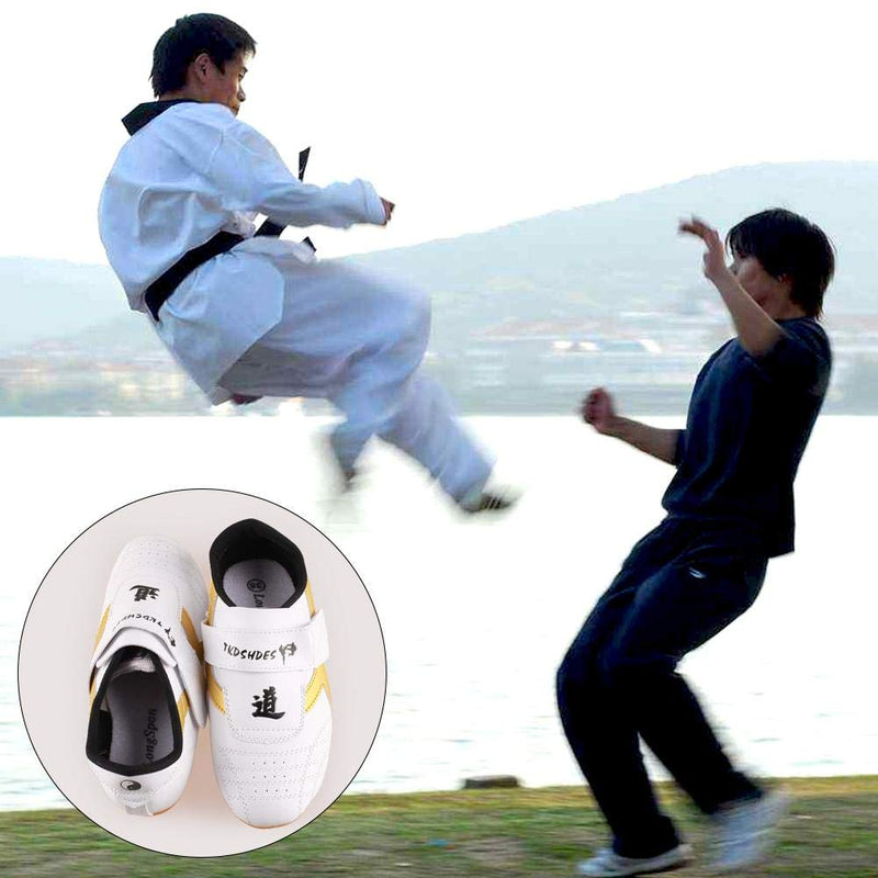Dilwe Boxing Shoes, PU Leather Soft Sole Taekwondo Shoes for Taichi Gym Exercise(38) - BeesActive Australia