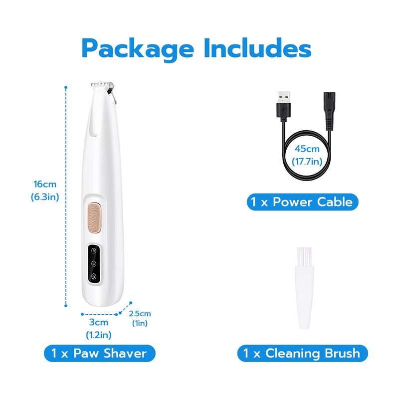 Tolesum Pet Hair Trimmer with LED Light, USB Rechargeable Paw Trimmer for Dogs, Paw Trim Pro, Quiet Waterproof Dog Paw Trimmer for Dogs, Cats, Paws, Ears, Face, Body, Paws - BeesActive Australia