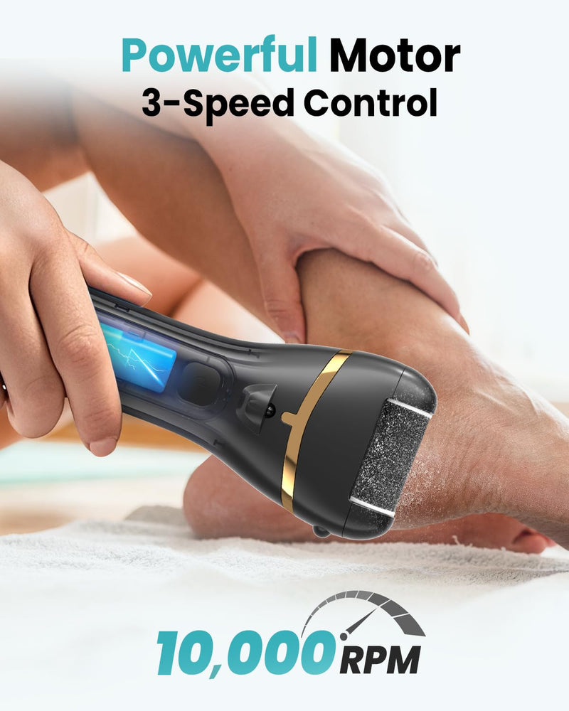 Electric Foot Callus Remover with 10000 RPM Motor and 3-Speed Settings, Foot Scraper Kit for Women’s Home Pedicure Foot File with Type-C Charging Black - BeesActive Australia