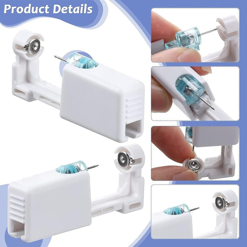 Nose Piercing Gun Kit - 6Pcs Self Nose Piercing Kit Unit Disposable Nose Piercing Gun Including 2Pcs Nose Piercing Gun with 2Pcs Built-in Nose Studs and 2Pcs Clean Tools for Nose Cartilage Tragus Helix Piercing Kit(Gold) Silver - BeesActive Australia