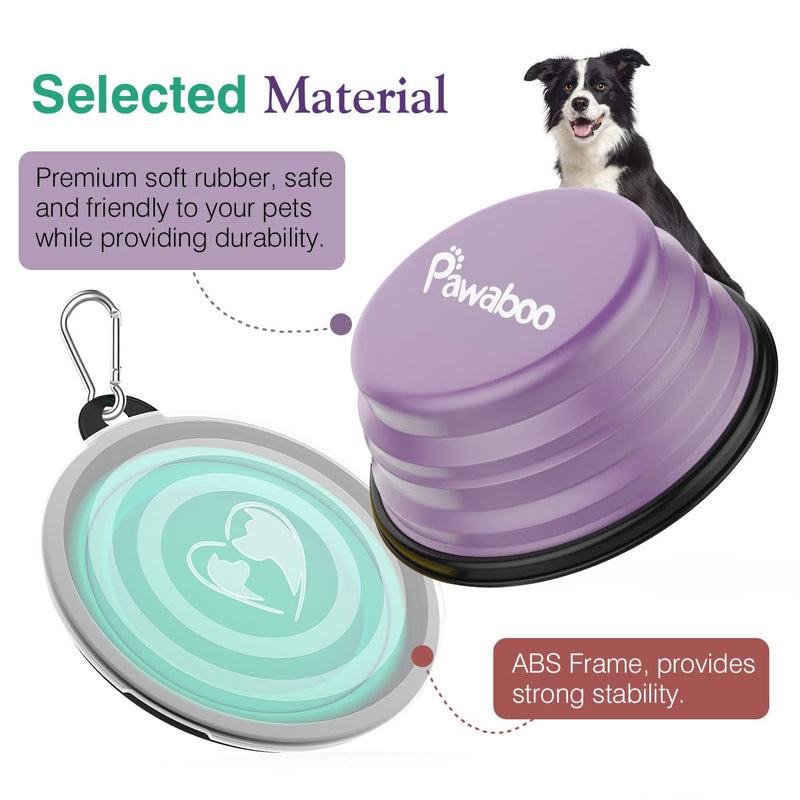 Pawaboo Collapsible Dog Bowls 2 Pack, Silicone Feeding Watering Bowls with Lids & Carabiners for Dogs Cats, Portable Water Feeder Food Bowl for Walking Traveling Home Use, 1000ml, Violet+Turquoise 1000ml(Pack of 2) - BeesActive Australia