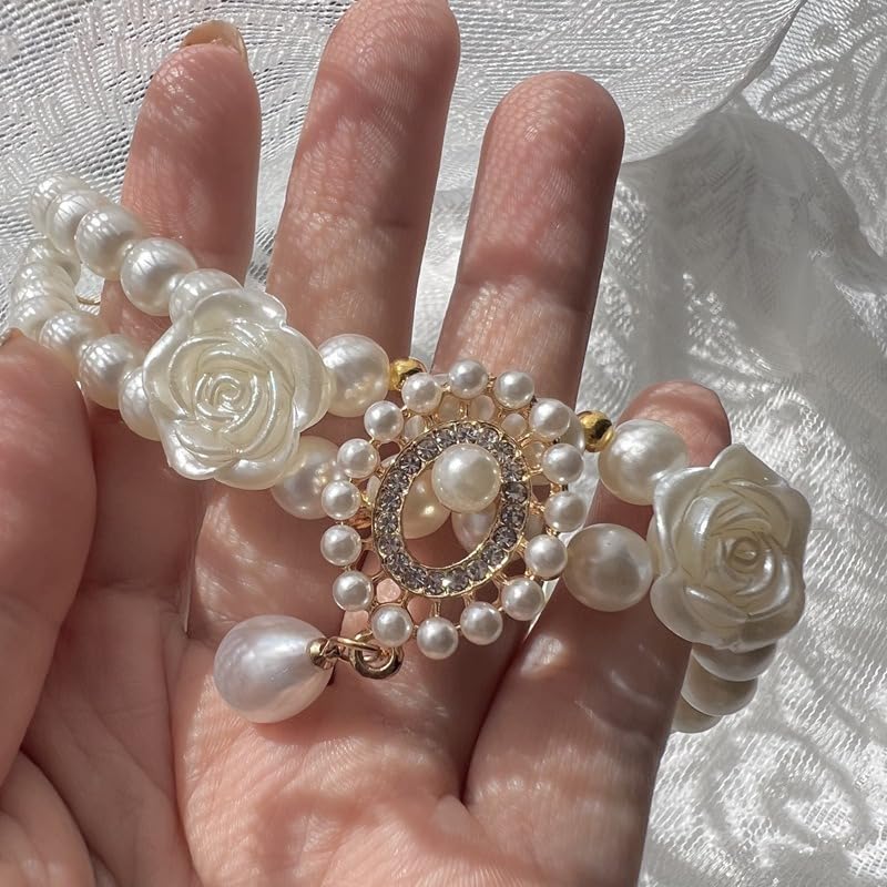 Cat and Dog Collar A Vintage Pearl for Pets, Elegant Decoration for Cats and Dogs (S) Small - BeesActive Australia