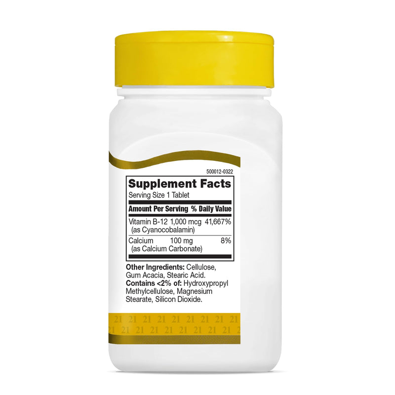 21st Century Vitamin B-12 1000 mcg Prolonged Release Tablets, 110 Count | Vitamin B12 1000 mcg Prolonged-Release Tablets to Support Natural Energy, Gluten Free Daily Vitamin 110 Count (Pack of 1)