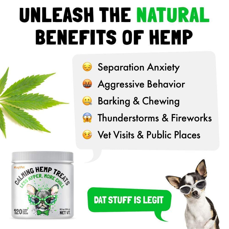 LEGITPET Calming Hemp Treats for Dogs 120 Soft Chews and Hemp Hip & Joint Supplement for Dogs 120 Soft Chews Bundle - Natural Pain Relief and Mobility - Dog Anxiety Relief - Made in USA