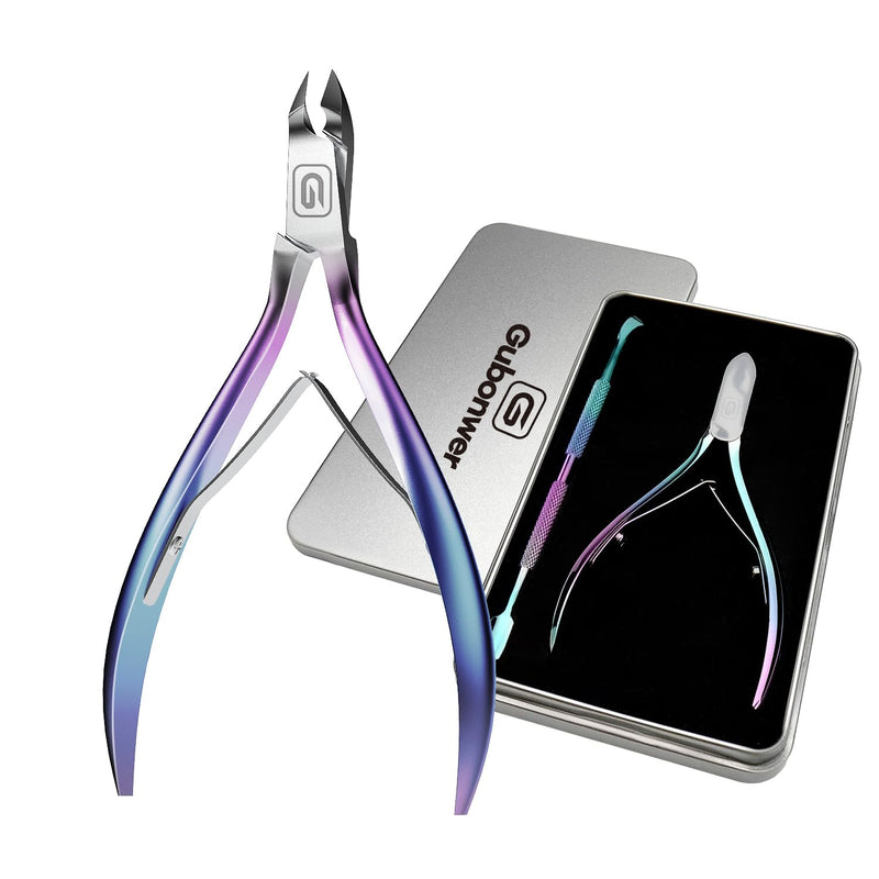 Cuticle Trimmer 3/4 Jaw Extremely Sharp Cuticle Nippers Scissors Stainless Steel Clippers Cutter Remover Pedicure Manicure Nail Tool, cuticle pusher, nail cuticle trimmer professional cuticle cutter Cuticle Nippers+cuticle Pushers/Colorful-s