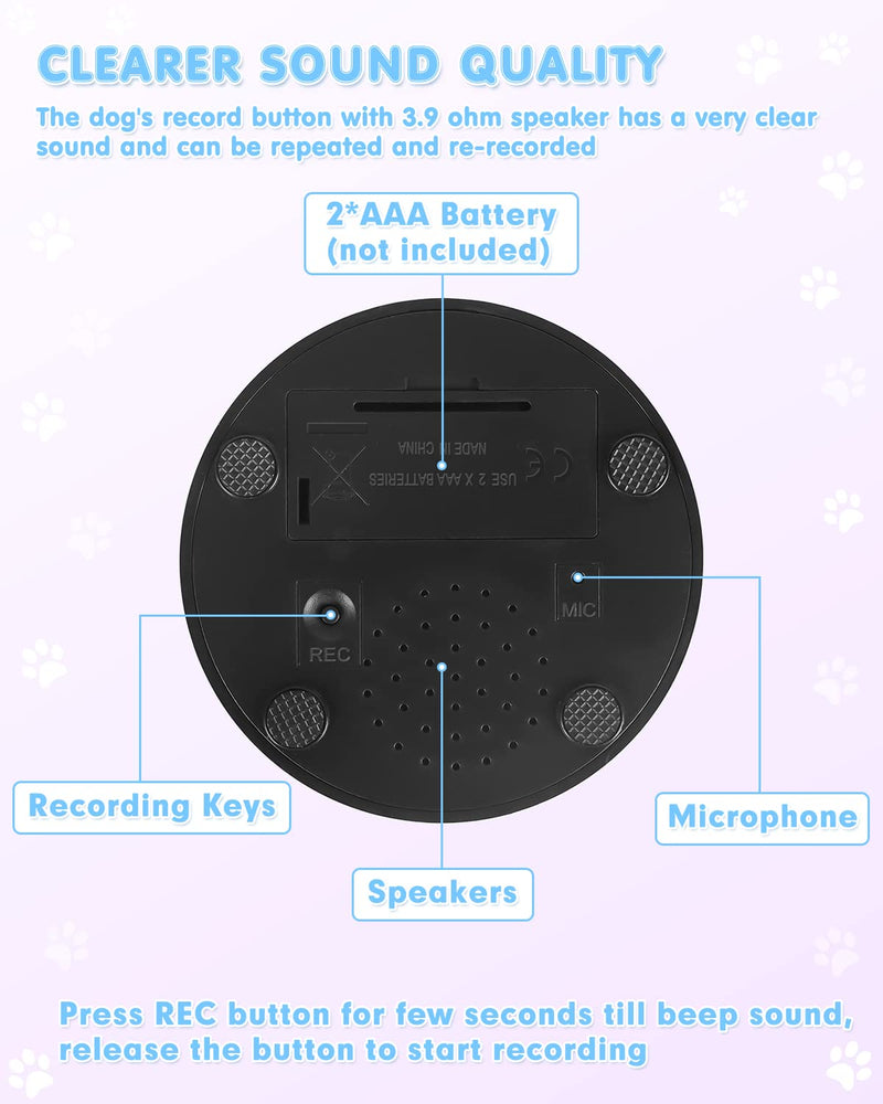 Dog Buttons for Communication, 4 Dog Talking Button Set, Speaking Buttons for Cats and Dogs, 30s Voice Recordable Pet Training Buzzer with Waterproof Dog Activity Mat and 24 Scene Stickers 4Pack - BeesActive Australia