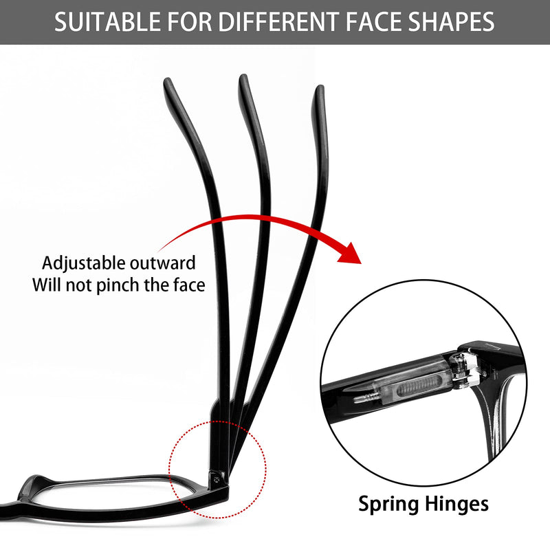 VIDEBLA 5 Pack Blue Light Blocking Reading Glasses,Spring Hinge Readers for Women Men,Anti UV Ray Filter Nerd Eyeglasses Mix 0.5 x - BeesActive Australia