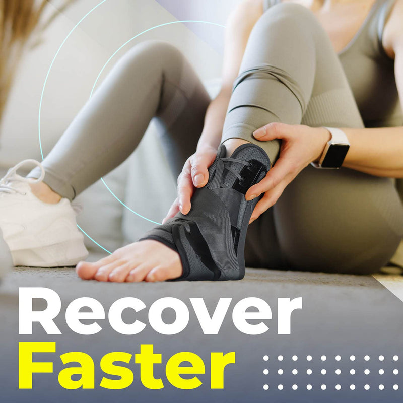 Sparthos Lace Up Ankle Brace - Support for Injury Recovery and Foot Sprains - Compression for Running, Basketball, Volleyball - Interchangeable Stabilizer Braces - For Men & Women (Gray - Small) Small (Pack of 1) Graphite Gray - BeesActive Australia