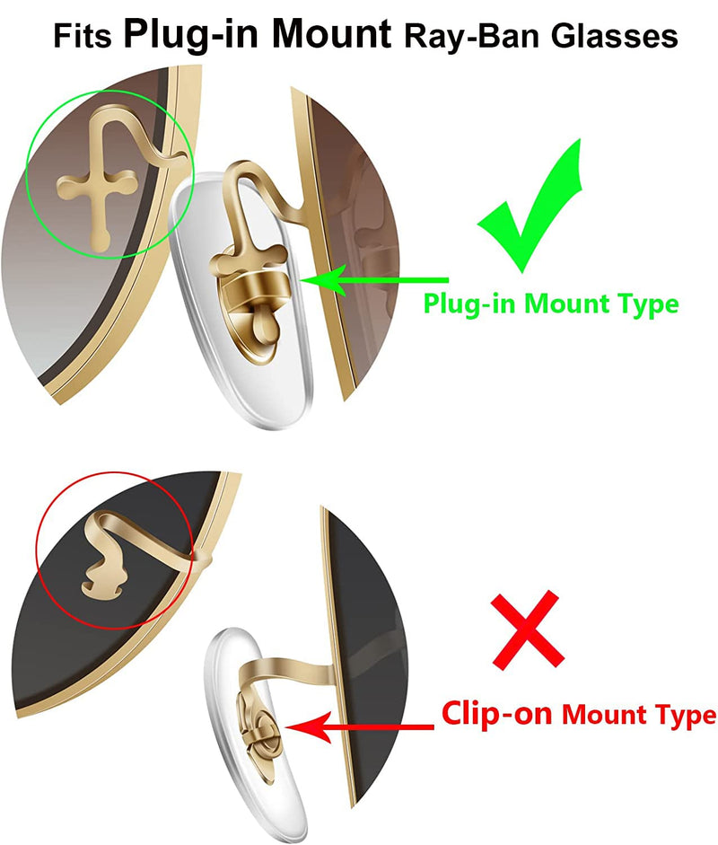 5 Pairs Replacement Nose Pads for RayBan RB3549, RB4071, RB6336, RB7140, RB8415 and More Plug in Eyeglasses, Sunglasses Models - Gold - BeesActive Australia