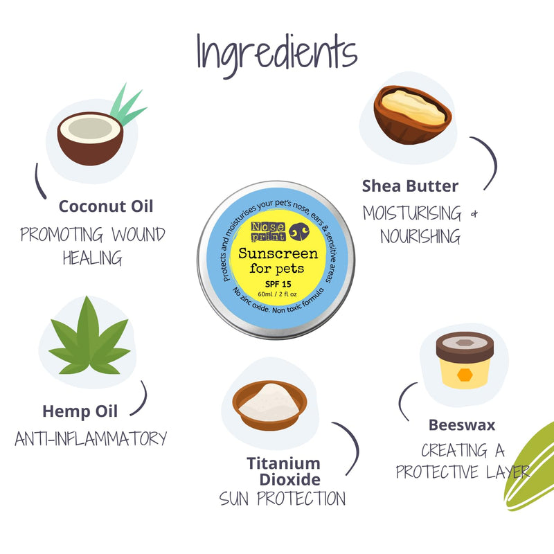 SPF 15 Sun Protection Balm For Pets 60 ML in Tin | Moisturising Sunscreen For Dogs And Cat Non-Toxic Formula | After Sun Moisturiser (Bundle spf15+natural paw balm 30ml)