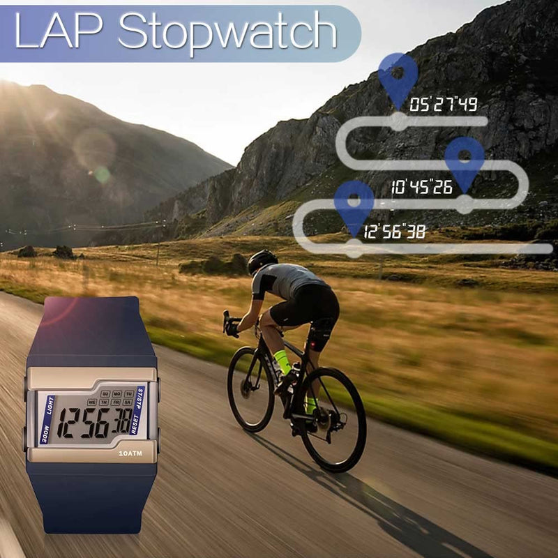10 ATM Water Resistant Digital Wristwatch for Swimming and Diving with Multiple Functions of Lap Stopwatch, Alarm Clock, Calendar and Backlight - BeesActive Australia