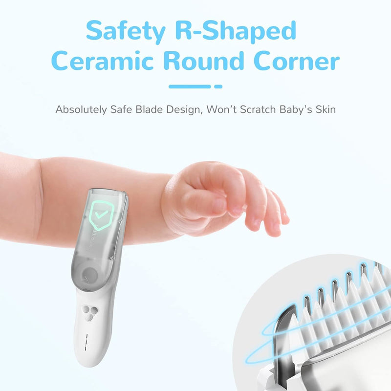 FERRISA Cordless Baby Hair Clippers, Vacuum Hair Clipper for Baby Fine Hair, Baby Hair Clipper Quiet Hair Clipper for Baby, Hair Clipper Auto Suck Snipped Hair, IPX7 Waterproof Rechargeable White - BeesActive Australia
