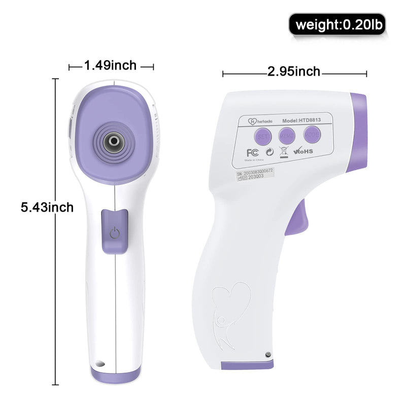 Digital Thermometer for Adults and Kids, No Touch Forehead Thermometer for Baby, 2 in 1 Body Surface Mode Infrared Thermometer with Fever Alarm and Instant Accuracy Readings Purple