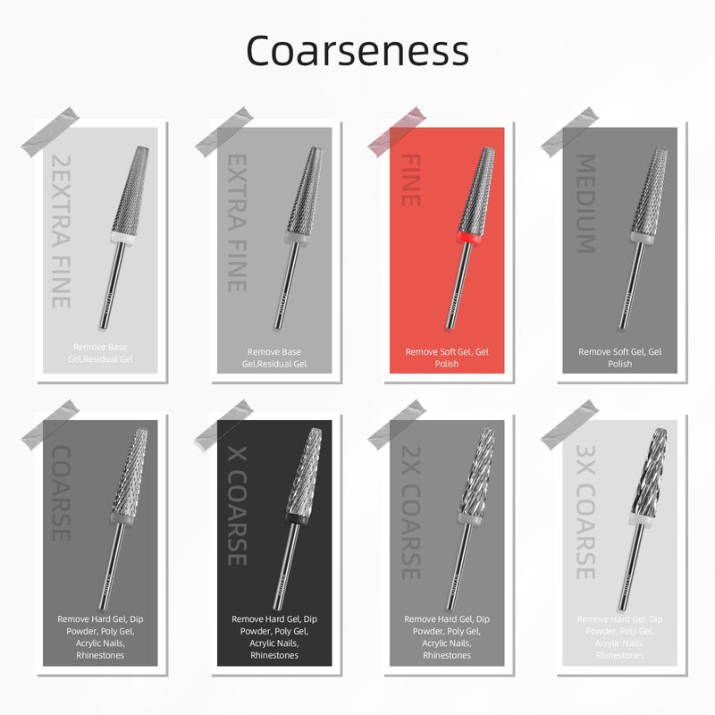 24mm Super Long 5 in 1 Nail Drill Bits, Cross Tapered Carbide Bit, 3/32" Two-way Rotate Drill Bits for Nails, Remove Acrylic Nails/Gel, Electric File Tool Drills Manicure Accessories (F) Long 24mm 24mm 5in1 - F - BeesActive Australia