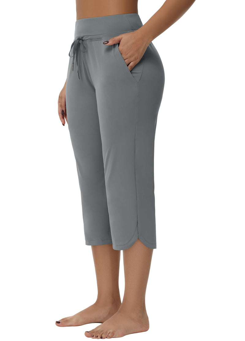 MIVEI Women's Swim Capris Long Shorts Quick Dry UPF 50+ Lightweight 2025 Swimming Pants with Zipper Pockets Dark Gray Large - BeesActive Australia