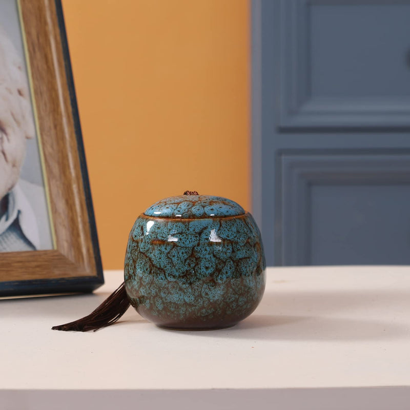 Small Urn for Human Ashes 6cm Handmade Urn - Beautiful Small Keepsake Urn - Mini Ceramic Urn - Holds Approx. 70cm3 Ash - Urn for Dog Ashes Cat Ashes Blue - BeesActive Australia