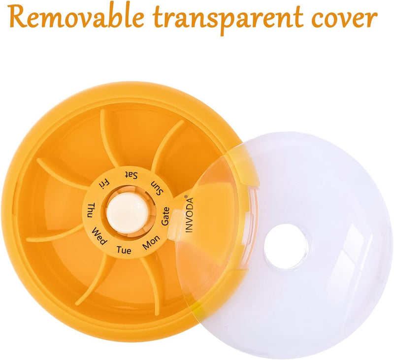4PCS Portable Mini 7 Day Weekly Circular Shape Rotary Pill Storage Case Box | Small Pill Case Cute Pill Box 1 Time A Day for Pills Medication Supplements Vitamin 4 Colors