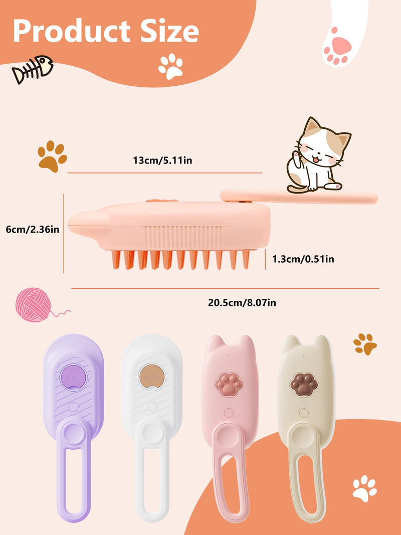 Cat Steam Brush, Rechargeable Steamy Pet Grooming Brush For Shedding, Silicone Water Spray Massage Brush, Cat Hair Removal Brush Self Cleaning Brush Steamer Wet Cat Spa Brush Cat Comb (Pink) - BeesActive Australia
