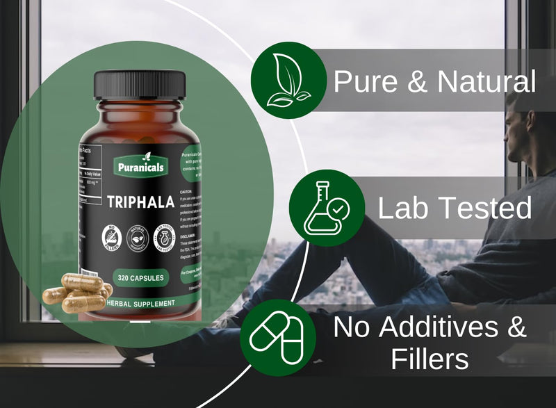 Triphala Premium 320 Capsules Non-GMO and Gluten Free | Herbal Supplement | 600 mg Per Serving | Made with Amla Bibhitaki Haritaki Powder Triphala Capsules 320 Count (Pack of 1) - BeesActive Australia