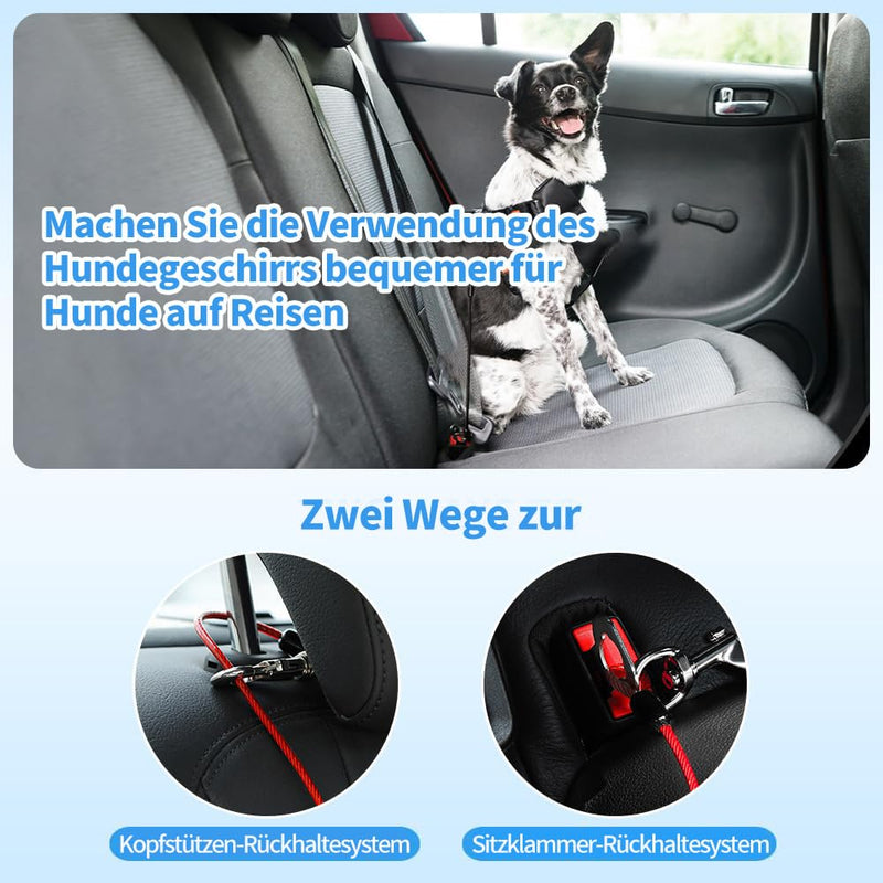 Mi Metty Dog Car Seat Belt, Bite-Resistant Dog Leash Made of Steel Wire with Car, Dog Car Seat Belt for All Dogs Black + Black 32 Inch/80 CM - BeesActive Australia