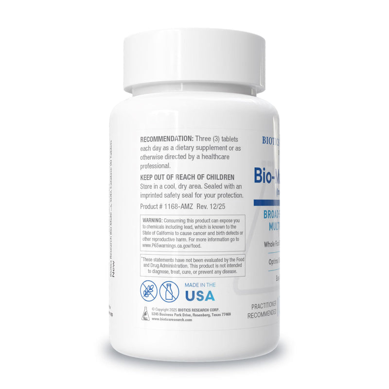BIOTICS RESEARCH Bio Multi Plus Iron Free Multivitamin, Chelated Minerals, Iron Free, Emulsified Fat Soluble Vitamins, High antioxidants, SOD, Catalase 90 Tablets