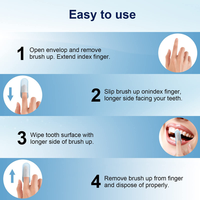 MySmile 100pcs Teeth Wipes Disposal Finger Brush Deep Cleaning Teeth Wipes Oral Brush Up Tooth Wipes for Teeth Cleaning, Mint Flavor Blue - PawsPlanet Australia