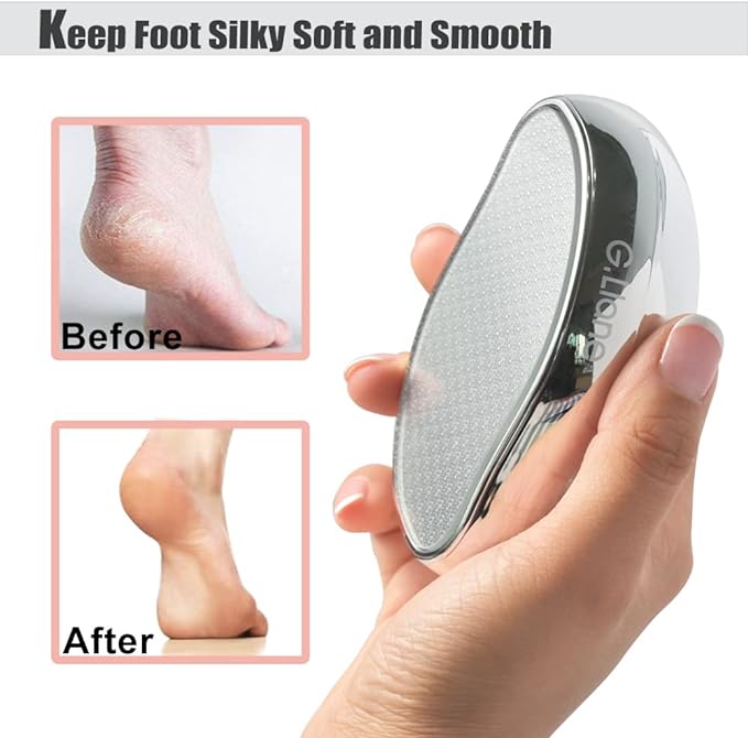 Heel Exfoliating Nano Glass Foot File Exfoliating -G.Liane Crystal Glass Heel File Foot Care Tool for Exfoliating Files Wet and Dry Unisex (Silver) -  Australia
