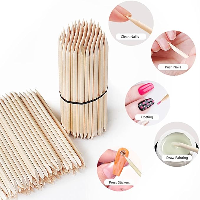 LIKENNY Orange Wood Stick Wooden Nail Stick Nail Pusher Nail Tool Multi-functional Easy Cuticle Treatment Tool for Nail Tools (Approx. 50 Pieces Wooden) -  Australia