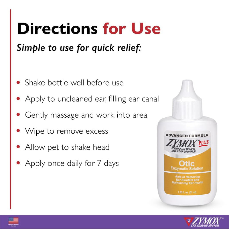 Zymox Enzymatic Ear Wipes and Otic Plus Advanced Hydrocortisone Free Ear Solution for Dogs and Cats - Product Bundle - for Dirty, Waxy, Smelly Ears and to Soothe Ear Infections