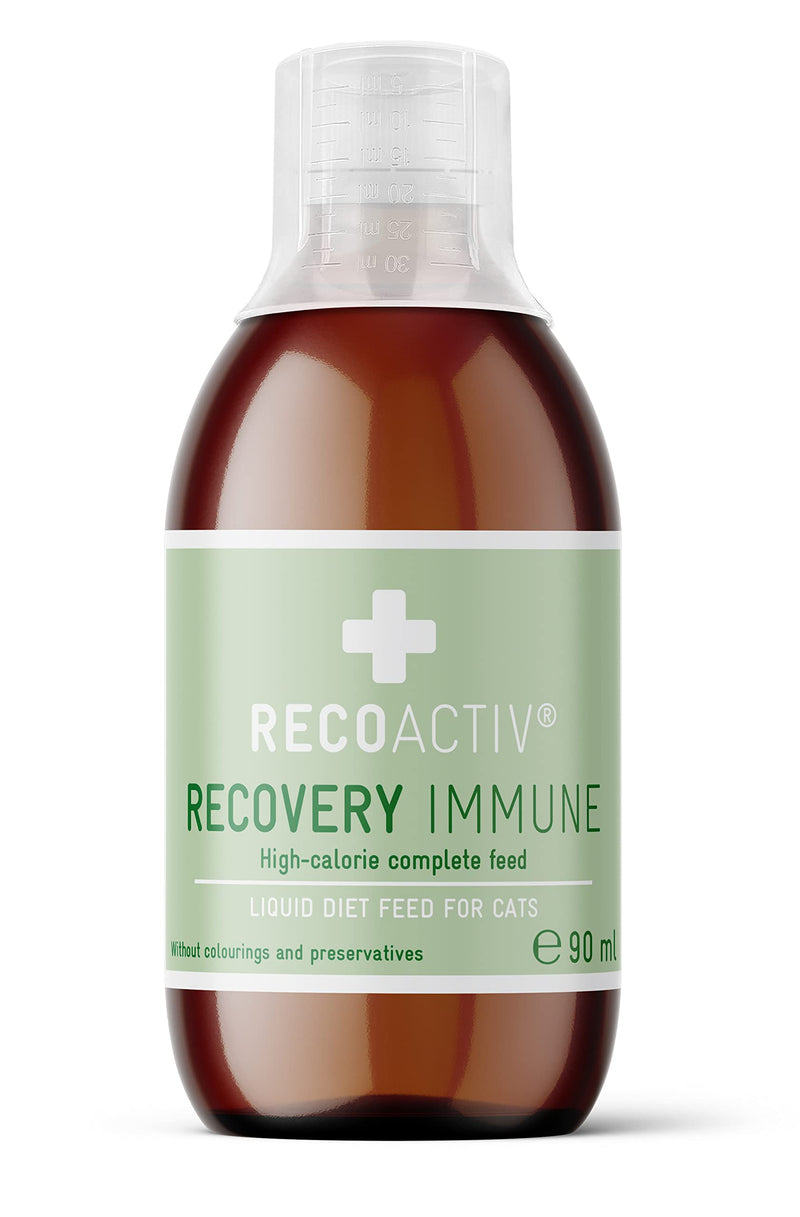 RECOACTIV Recovery Immune for cats, 3 x 90 ml, high-calorie complete diet food for cats suffering from malnutrition and during recovery, to promote weight gain, and for pets who refuse to eat