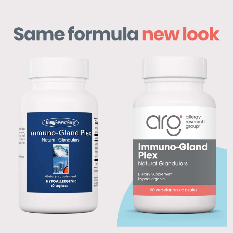 ARG Immuno-Gland Plex Multi-Organ Glandular Blend, 60 Capsules | Freeze-Dried Vegetarian Capsules for Immune Health and Vitality, Hypoallergenic Multi-Organ Formula, 60 Servings