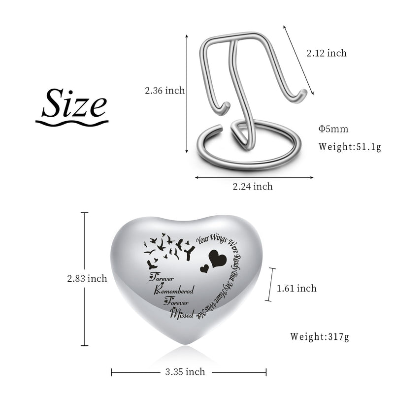 AIWENXI Pet Urn Memorial Container Jar Pot Urn Memorials Keepsake Pet Dog Cat Urn Mini Urn Memorial Urn for Cremation Ashes (Bird Silver) Bird Silver - BeesActive Australia