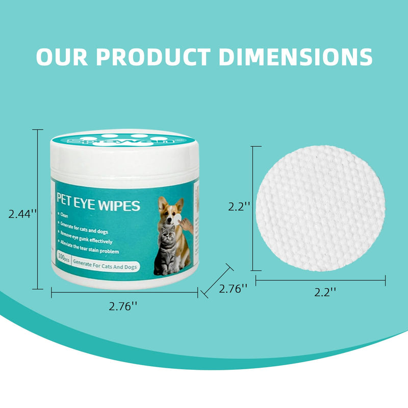 Dog Eye Cleaning Wipes, Hypoallergenic Fragrance-Free Non-Irritating, Gentle Tear Stain & Eye Discharge Cleaner, Safe for Puppies Daily Pet Eye Care, 100 Count
