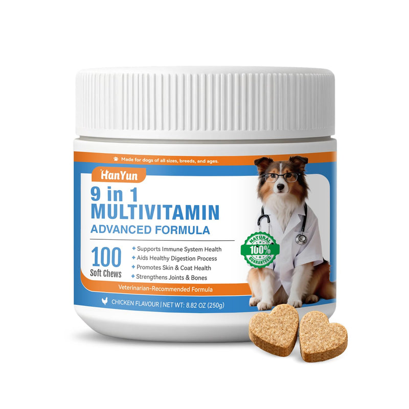 BSLVWG 9-in-1 Dog Multivitamins Chewable,100 Count Dog Vitamins and Supplements Hip & Joint, Pet Immune Support, Skin & Coat, Gut & Heart Health - Senior & Puppy Multivitamin Pet Supplement